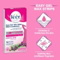 Veet Wax Strips for Bikini Line & Underarm, 16 One-Side Strips (2 Strips Patched Together X 8) & 3 Perfect Finish Wipes for Long Lasting Smoothness, Normal Skin, Made in France. 