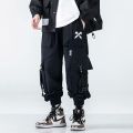 Ribbons Hop Tactical Cargo Pants Men's Casual Letter Embroidery Streetwear Dance Sport Pencil Pants Male Trousers.