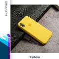 For iPhone 11 - USG Premium Liquid Silicon Phone Case for Apple Mobile Luxury Liquid Silicone Protection Back Cover Soft Case - Yellow. 