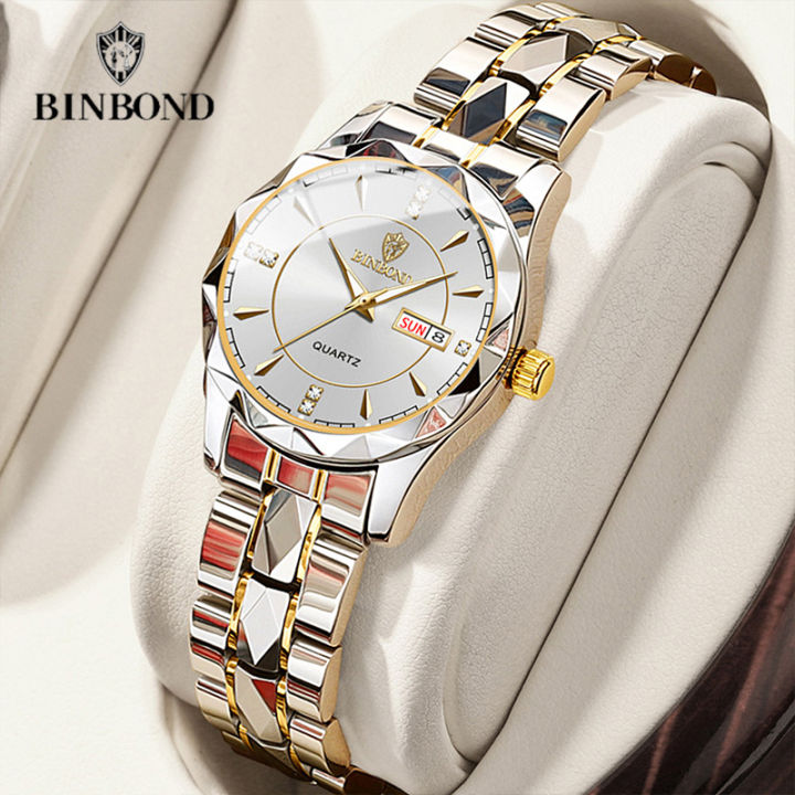 BINBOND Luxury Ladies Dress Watch Luminous Waterproof Week Date