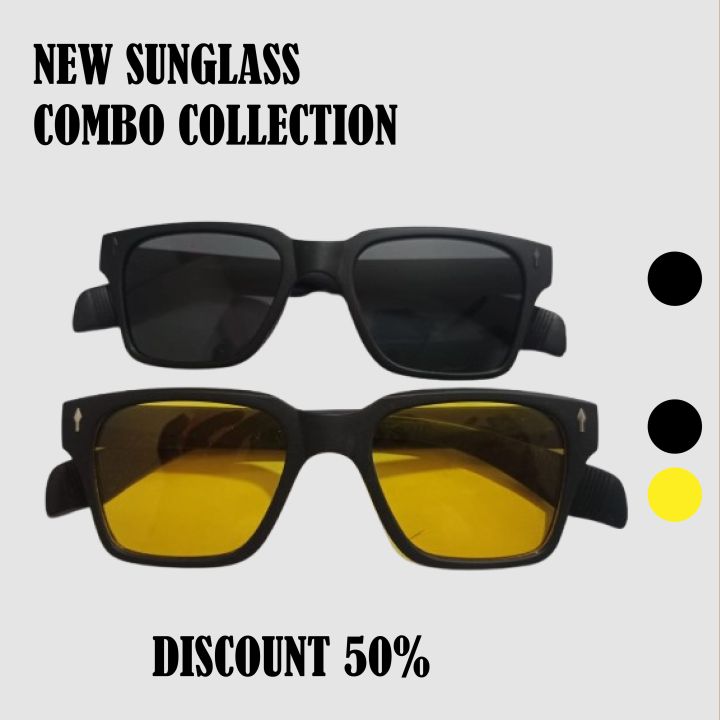 2-Latest New Design Sunglass -2025 For Men Black/yellow -02 pc