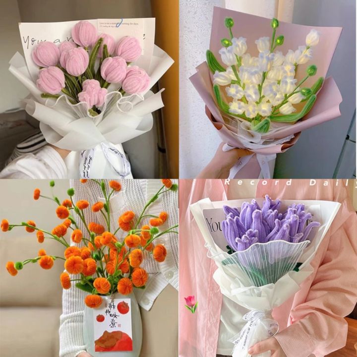 Durable%20Tulip%20Rose%20Macaron%20Color%20Fuzzy%20Wire%20Encrypted%20Fur%20Material%20Package%20Plush%20Strip%20Super%20Density%20Root%20Top%20Knitting%20DIY%20Flower%20Bouquet%20-%20Image%204