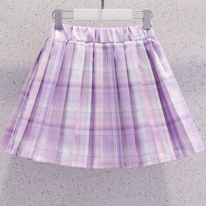 Girls'%20JK%20New%20Fashionable%20Short%20Sleeve%20Academy%20Style%20Pleated%20Skirt%20Kuromi%20Princess%20Dress%20Summer%20Two%20Piece%20Set%20-%20Image%204