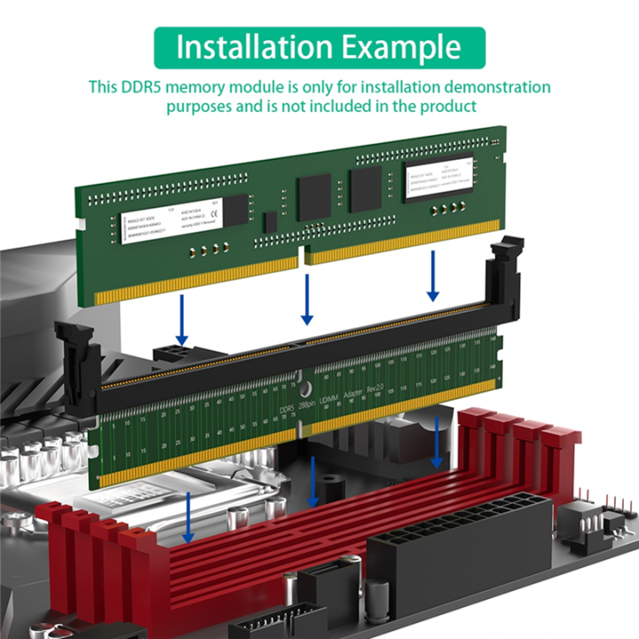 1%20Piece%20DDR5%20U-Dimm%20288pin%20Adapter%20Ddr5%20Memory%20Test%20Protection%20Card%20with%20Short%20Latch%20Green%20-%20Image%204