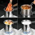Stainless Steel Deep Fryer Pot Kitchen with Strainer Basket Kitchen Frying Pan for Outdoor Kitchen. 
