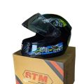 FULL FACE STM BIKE HELMET - BLUE & YELLOW GRAPHICS. 