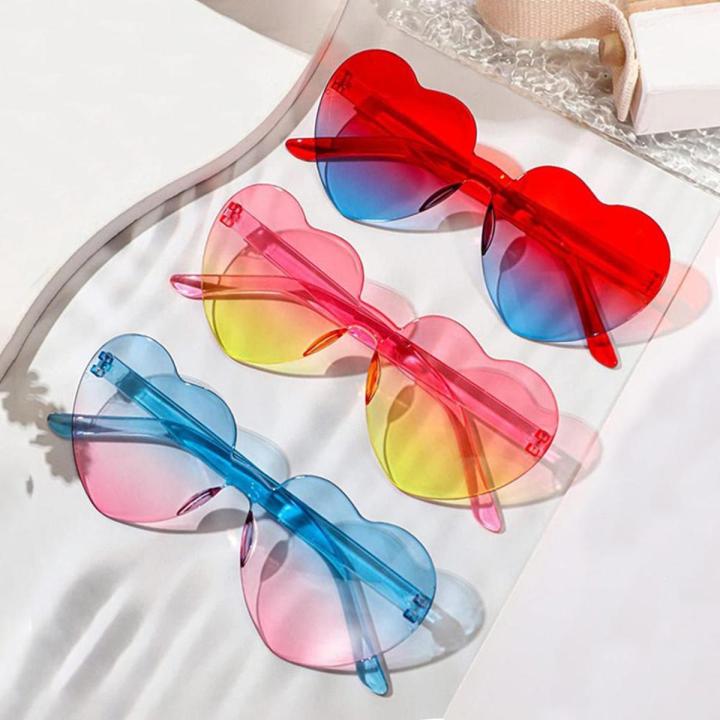Fashionable Gradient Outdoor Jelly Colorful Heart-shaped Sunglasses Glasses