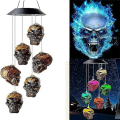 Halloween Skull Skeleton LED Solar Wind Chimes for Outside for Halloween Outdoor Porch Yard Garden Easy Install. 
