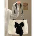 Cute Girl Bag Korean Style Niche Bow Tote Bag Autumn and Winter New Summer Large Capacity Shoulder Bag.