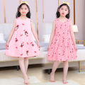 Children's and Girls' Sleeveless Cotton Silk Princess Tank Top Dress Summer Skirt. 