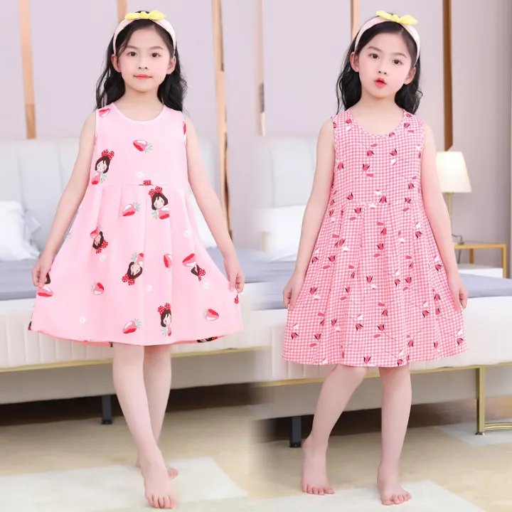 Children's%20and%20Girls'%20Sleeveless%20Cotton%20Silk%20Princess%20Tank%20Top%20Dress%20Summer%20Skirt%20-%20Image%202