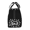 Haring Abstract Art Lunch Bag Keith Geometric Graffiti Portable Insulated Thermal Cooler Lunch Box for Women School Food Bags.
