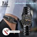 LouisWill Watch For Men Men's Square Watch Diamond Inlaid Double Calendar Watch Waterproof Quartz Watch Steel Band Watch With Calendar Quartz Watch Fashion Men Watches. 