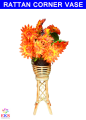 Cane Stand Corner Small Flower Vase - Rattan Flowers Tub For Your Home Decor  [ Flower Not Included ] Height 17'' inc. 