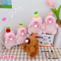Simulation Capybara Plush Pink Capybara Plush Pendant Persimmon Fluffy Capybara Plush Keyring Bubble Cartoon Capybara Plushie Doll Christmas Gift. 