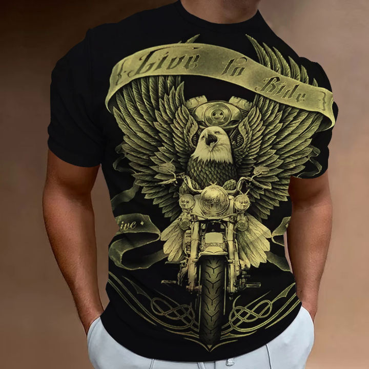 American%20Eagle%20Pattern%20Men'S%20Tees%203D%20Motorcycle%20Printing%20T-Shirt%20Short%20Sleeve%20Retro%20Top%20Summer%20Men's%20Clothing%20Oversized%20Blouse%20-%20Image%206