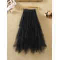 Women irregular Tulle Skirts Fashion Elastic High Waist Mesh Tutu Skirt Pleated Long Skirts Midi Skirt Saias Faldas Jupe Femmle. 