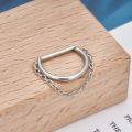 ASTM F136 Titanium 16G Hinged Segment D Shape Clicker Septum Ring with Chain Nose Ring Cartilage Earring Helix Lobe Piercing.