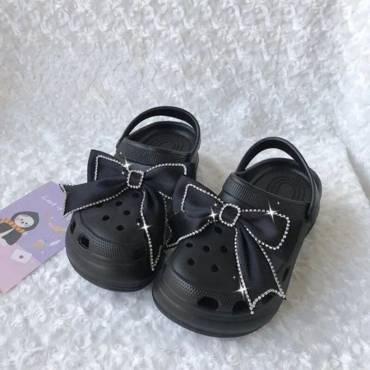 Luxury%20Rhinestones%20Bow%20Shoes%20Charms%20Designer%20Cute%20Fashion%20Clogs%20Shoe%20Accessories%20All-match%20Shoe%20Bow%20Decoration%20Red%20Black%20White%20-%20Image%202