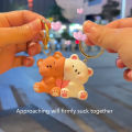 【Support-Cod】 1Pair Cartoon Love Bear Magnetic Suction Keychain Creative Bag Decoration Gifts SUPER BABY. 