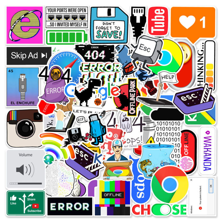 10/30/50pcs%20Cartoon%20Programming%20404%20Network%20Error%20Graffiti%20Stickers%20DIY%20Laptop%20Motorcycle%20Car%20Computer%20Waterproof%20Sticker%20Decals%20-%20Image%202