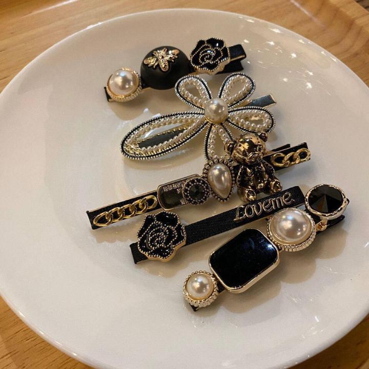 5 Pcs/Set Retro Pearl Hair Clip For Girls Women Simple Design Froral Side Clip Hair Accessories