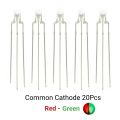 20PCS 3MM Round Clear Lens Two Color Common Anode/Cathode LED Red  Blue  Green Bi-Color Diode  Emitting Light. 