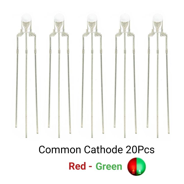 20PCS%203MM%20Round%20Clear%20Lens%20Two%20Color%20Common%20Anode/Cathode%20LED%20Red%20%20Blue%20%20Green%20Bi-Color%20Diode%20%20Emitting%20Light%20-%20Image%203