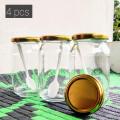 Full Airtight 500 Ml - 04 Pcs Glass Jar For Kitchen & Dining - Glassware Food Container With New Steel Cap.