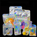 thicken Iridescent bags Transparent Iridescent finish Plastic seal bags 50pcs pack closure Jewelry display bags for Retail. 