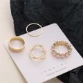 Classical Opening Rings Set New Vintage Inlaid Pearls Accessories 4Pcs/Set. 