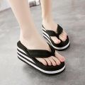 Platform Sandals Women High Heel Zapatillas Summer Shoes Summer Fashion Wedges Slippers Black Pantufa Home Bathing Flip Flops. 
