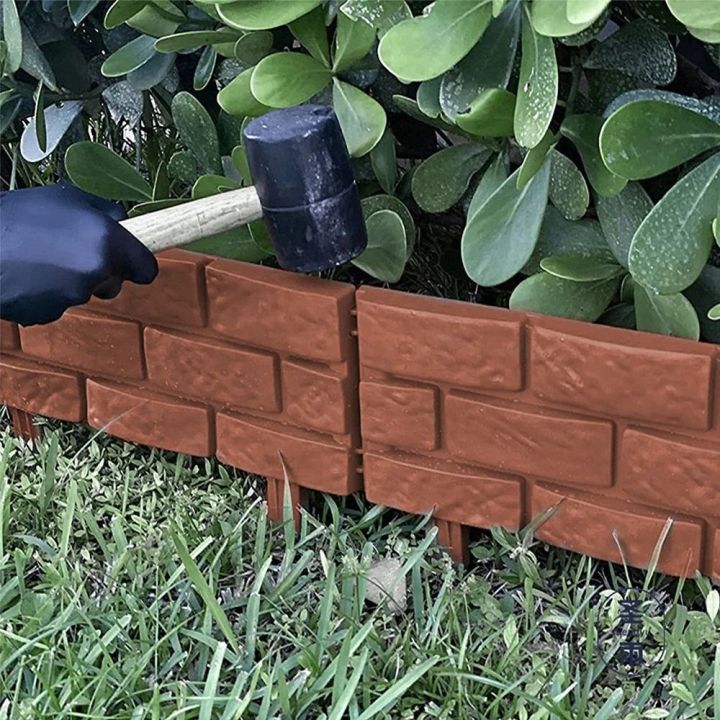 /4Pcs%20Flower%20Bed%20Border%20Plastic%20Garden%20Fence%20Brick%20Brown%20Mini%20Wooden%20Fence%20DIY%20Serviceable%20Lawn%20Fence%20Yard%20-%20Image%203