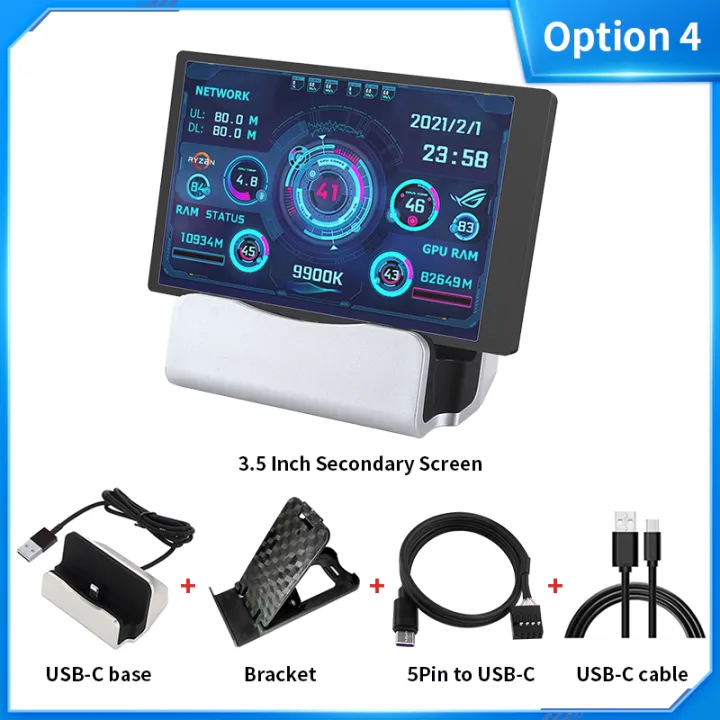 2.5 Inch Computer 3.5 / 5 Inch IPS Type-C Secondary Screen Mini Computer USB Display CPU ...