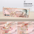 Marble Pattern Ring Holder Slim Phone Case For LG Velvet 4G / Velvet 5G / G9 Velvet Phone Case Metal Kickstand Cover.