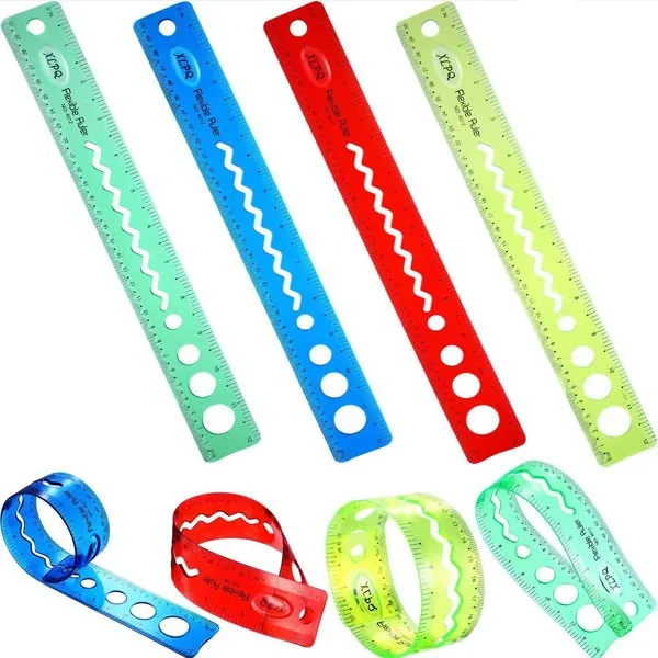 30CM/12inch Unbreakable Clear Ruler - Double Scale Bendable Flexible ...