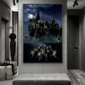 Boats to Hogwarts Magic School Night View Canvas Art Posters and Prints Landscape Painting on the Wall Art Picture Home Decor. 
