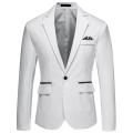 Fashion Men Blazer Coat One Button Lapel Casual Men Blazer Suit Jacket Long Sleeve Decorative Pocket Suit Coat Wedding.