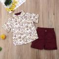 2PCS Summer Beach Wear Toddler Kids Baby Boy Gentleman Suit Bicycle Print Shirt Short Sleeve Tops Short Pants Outfits Set. 