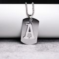Letter Tag Necklaces Stainless Steel Chain Vintage Black Men Necklaces Pendant Necklaces for Women Female Male Jewelry. 