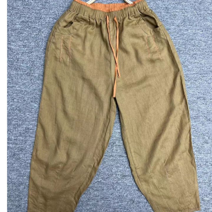 Artistic%20Retro%20Leisure%20Style%20Linen%20Elastic%20Waist%20All-Match%20Summer%20Harem%20Pants%20-%20Image%202