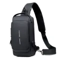 Men'S Anti-Theft Crossbody Multifunction Patent Leather Chest Bag Men Waterproof Men Crossbody Bag Male Usb Charging Chest Bag Pack - Cross Body Bag.