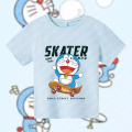 Clothing fun printed T-shirt summer short-sleeved anime Doraemon cartoon Doraemon pattern top children's T-shirt. 