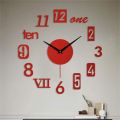 DIY Wall Clock - Modern 3D Mirror Wall Clock Decor,Roman Numerals Clock - Wall Sticker Clock Home Room Decor Black. 