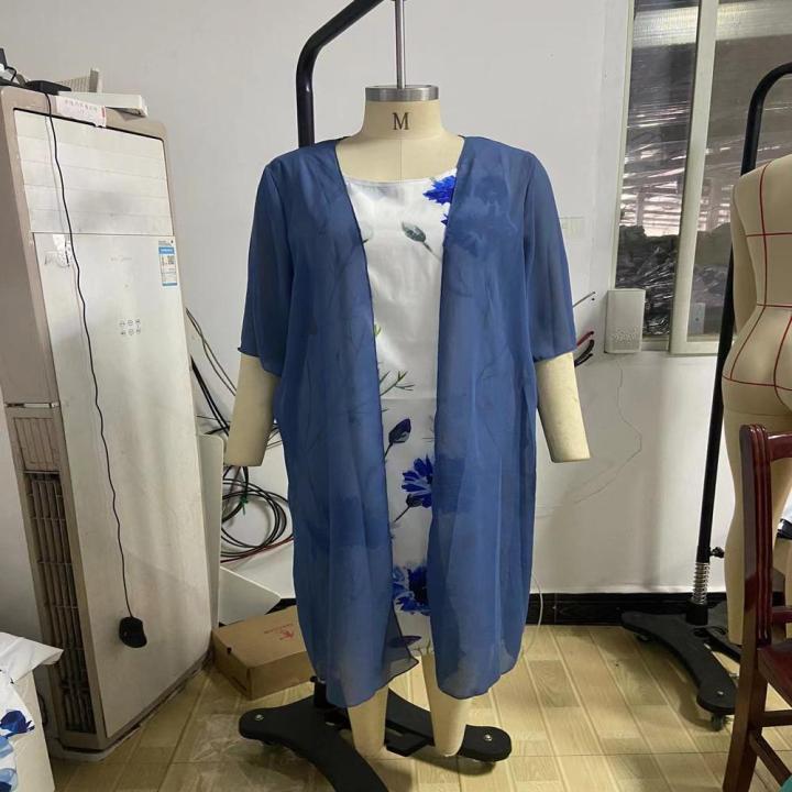 M/L/Xl/Xxl/Xxxl/4xl%20Two%20Piece%20Dress%20Set%20Stylish%20Dress%20Chiffon%20Printed%20Round%20Neck%20Slim%20Fit%20Sleeveless%20Dress%20for%20Beach%20Dress%20Party%20Dress%20Daily%20Wear%20Dress%20Vacation%20Dress%20Women'S%20Summer%20Fashion%20-%20Image%202