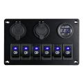 6 Gang Switch Panel with 12V-24V LED Digital for RV Truck Boat SUV. 
