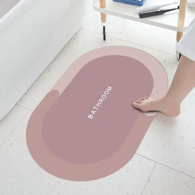 Super Absorbent Floor Mat, Memory Foam Bath Mat Absorbent Super Cozy Soft Strong Non-Slip Pvc Bathroom Rug Easy to Clean