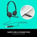 Logitech H340 Wired Headset, Stereo Headphones with Noise-Cancelling Microphone, USB, PC/Mac/Laptop - Black.