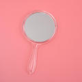 Transparent Hand Mirror Rounded Shape Makeup Mirror Hand Mirror Double-Sided Handheld Mirror 1X/3X Magnifying Mirror with Handle.