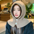 Korea Hat and Scarf Set Scarf Neck Set Balaclava Hat Women Winter Knitted Hooded Caps Wool Pullover One-Piece Neck Collar Hat. 